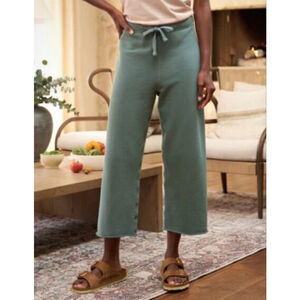 New Frank & Eileen Green Wide Leg Cropped Sweatpants S Artichoke